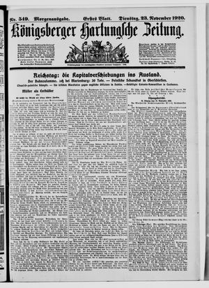 Königsberger Hartungsche Zeitung vom 23.11.1920