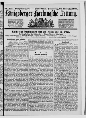 Königsberger Hartungsche Zeitung vom 25.11.1920