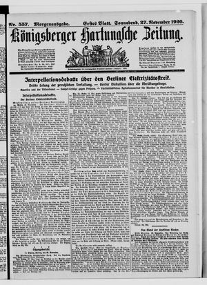 Königsberger Hartungsche Zeitung vom 27.11.1920