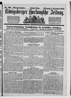 Königsberger Hartungsche Zeitung vom 01.12.1920