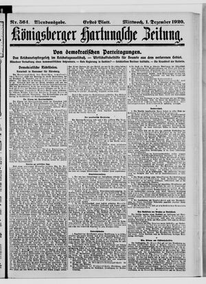 Königsberger Hartungsche Zeitung vom 01.12.1920