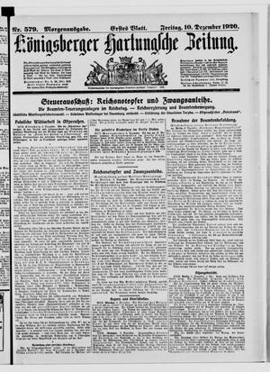Königsberger Hartungsche Zeitung vom 10.12.1920