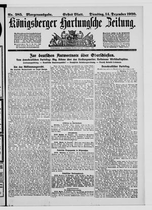 Königsberger Hartungsche Zeitung vom 14.12.1920