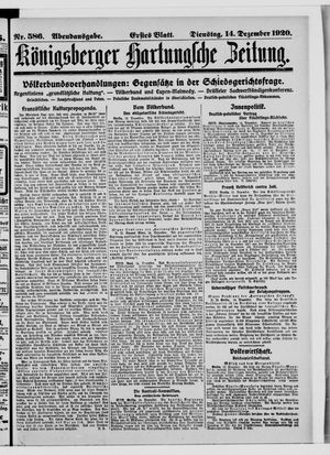 Königsberger Hartungsche Zeitung vom 14.12.1920