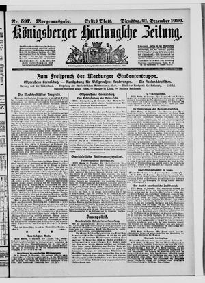 Königsberger Hartungsche Zeitung vom 21.12.1920