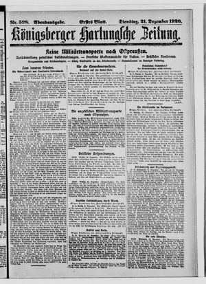 Königsberger Hartungsche Zeitung vom 21.12.1920