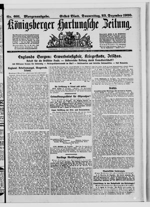 Königsberger Hartungsche Zeitung vom 23.12.1920