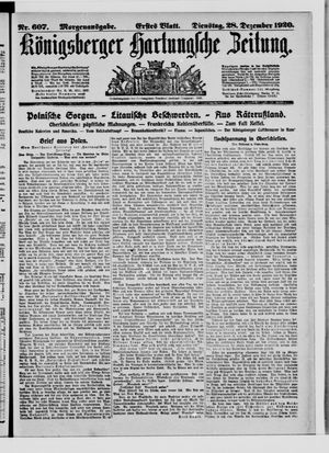 Königsberger Hartungsche Zeitung vom 28.12.1920