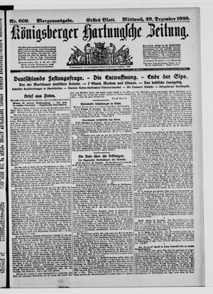 Königsberger Hartungsche Zeitung vom 29.12.1920