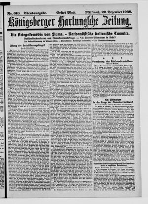 Königsberger Hartungsche Zeitung vom 29.12.1920