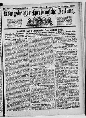 Königsberger Hartungsche Zeitung vom 30.12.1920