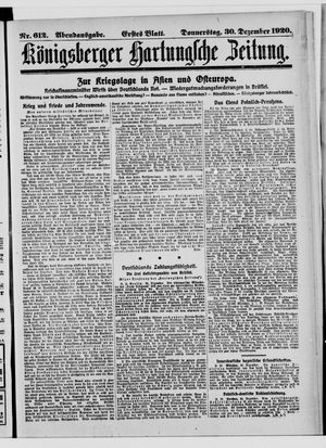 Königsberger Hartungsche Zeitung vom 30.12.1920