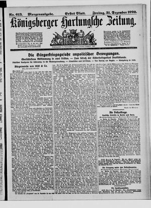 Königsberger Hartungsche Zeitung vom 31.12.1920