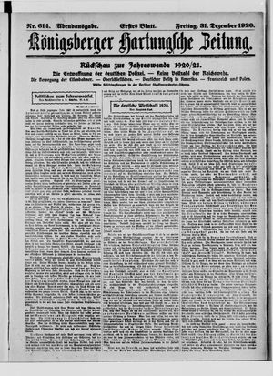 Königsberger Hartungsche Zeitung on Dec 31, 1920