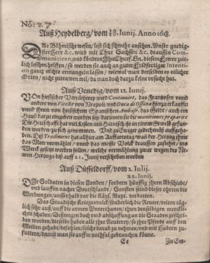 Bericht was sich zu anfang dieß itzt angehenden ... Jahres in Deutschlandt, Franckreich, Welschlandt, Böhmen, Ungern, Nederlandt und in andern örten hin unnd wieder zugetragen vom 16.07.1618