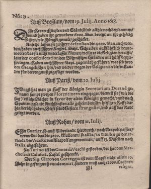 Bericht was sich zu anfang dieß itzt angehenden ... Jahres in Deutschlandt, Franckreich, Welschlandt, Böhmen, Ungern, Nederlandt und in andern örten hin unnd wieder zugetragen on Aug 13, 1618