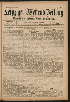 Leipziger Westend-Zeitung on Apr 16, 1896