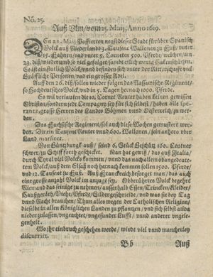 Zeitung auß Deutschlandt, Welschlandt, Franckreich, Böhmen, Hungarn, Niederlandt und andern Orten vom 01.07.1619