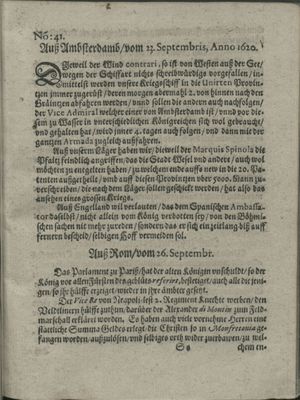 Zeitung auß Deutschlandt, Welschlandt, Franckreich, Böhmen, Hungarn, Niederlandt und andern Orten on Oct 19, 1620