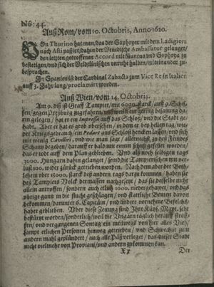 Zeitung auß Deutschlandt, Welschlandt, Franckreich, Böhmen, Hungarn, Niederlandt und andern Orten vom 09.11.1620