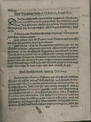 Zeitung auß Deutschlandt, Welschlandt, Franckreich, Böhmen, Hungarn, Niederlandt und andern Orten vom 16.11.1620