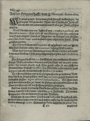Zeitung auß Deutschlandt, Welschlandt, Franckreich, Böhmen, Hungarn, Niederlandt und andern Orten on Dec 14, 1620