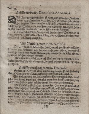 Zeitung im ... Jhaar einkommen und wöchentlich zusammen getragen worden vom 10.01.1622
