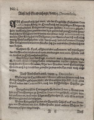 Zeitung im ... Jhaar einkommen und wöchentlich zusammen getragen worden vom 17.01.1622