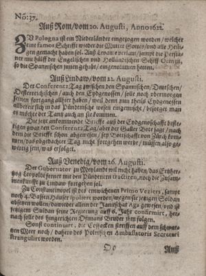 Zeitung im ... Jhaar einkommen und wöchentlich zusammen getragen worden on Sep 26, 1622