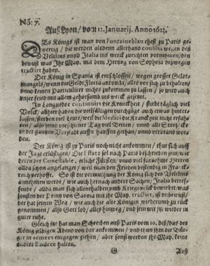 Zeitung so im ... Jahr von Wochen zu Wochen colligirt und zusammen getragen worden vom 27.02.1623