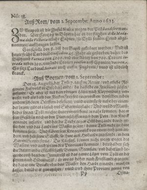 Zeitung so im ... Jahr von Wochen zu Wochen colligirt und zusammen getragen worden vom 02.10.1623