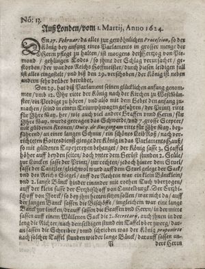 Zeitung so im ... Jahr von Wochen zu Wochen colligirt und zusammen getragen worden vom 08.04.1624