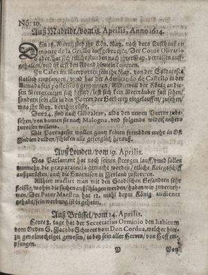 Zeitung so im ... Jahr von Wochen zu Wochen colligirt und zusammen getragen worden vom 27.05.1624