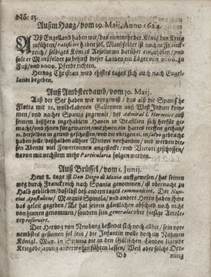Zeitung so im ... Jahr von Wochen zu Wochen colligirt und zusammen getragen worden vom 01.07.1624