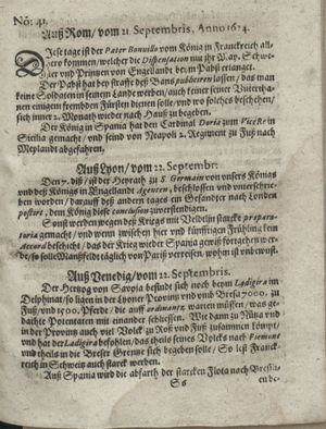 Zeitung so im ... Jahr von Wochen zu Wochen colligirt und zusammen getragen worden vom 21.10.1624
