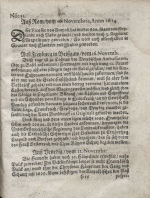 Zeitung so im ... Jahr von Wochen zu Wochen colligirt und zusammen getragen worden vom 30.12.1624