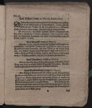 Fragmente von öffentlichen Zeitungen während des dreißigjährigen Krieges vom 27.04.1626