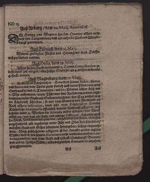 Fragmente von öffentlichen Zeitungen während des dreißigjährigen Krieges vom 29.06.1626