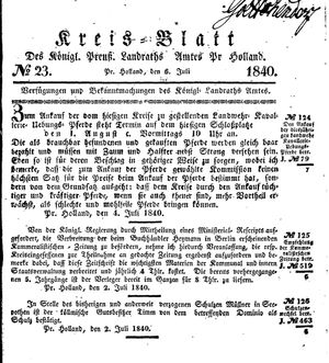 Kreisblatt des Königl. Preuss. Landraths-Amtes Preuss. Holland on Jul 6, 1840