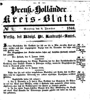 Kreisblatt des Königl. Preuss. Landraths-Amtes Preuss. Holland on Jan 8, 1844