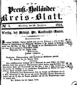 Kreisblatt des Königl. Preuss. Landraths-Amtes Preuss. Holland vom 29.01.1844