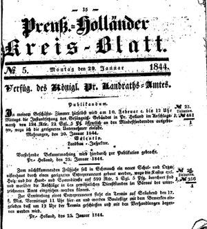 Kreisblatt des Königl. Preuss. Landraths-Amtes Preuss. Holland on Jan 29, 1844