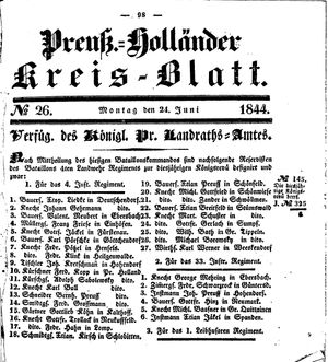 Kreisblatt des Königl. Preuss. Landraths-Amtes Preuss. Holland on Jun 24, 1844