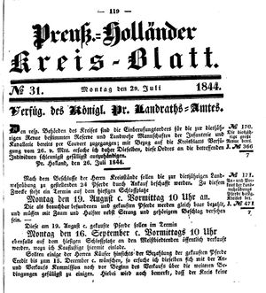 Kreisblatt des Königl. Preuss. Landraths-Amtes Preuss. Holland on Jul 29, 1844