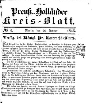 Kreisblatt des Königl. Preuss. Landraths-Amtes Preuss. Holland vom 26.01.1846