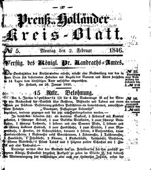 Kreisblatt des Königl. Preuss. Landraths-Amtes Preuss. Holland vom 02.02.1846