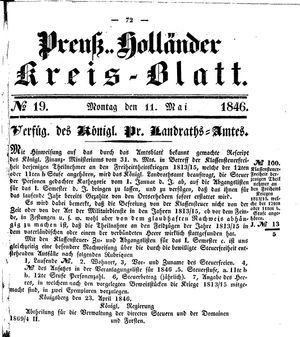 Kreisblatt des Königl. Preuss. Landraths-Amtes Preuss. Holland vom 11.05.1846
