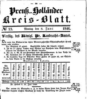 Kreisblatt des Königl. Preuss. Landraths-Amtes Preuss. Holland vom 08.06.1846