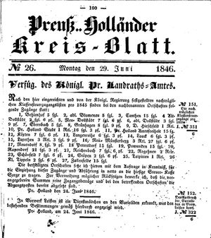 Kreisblatt des Königl. Preuss. Landraths-Amtes Preuss. Holland on Jun 29, 1846