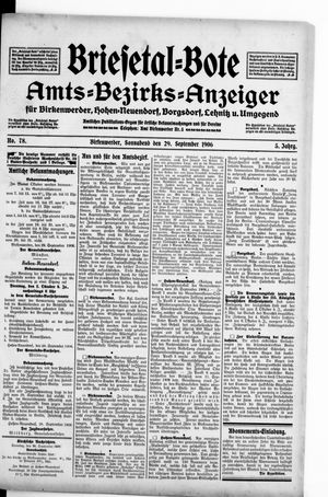 Briesetal-Bote vom 29.09.1906